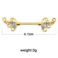Golden baroque nipple ring with marquise crystals and 4.1cm barbell piercing - Gold Baroque Hollow (#6)