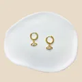 Elegante goldene Creolen mit glitzernden Evil-Eye-Anhängern und weißem Kristall - Böser Blick Stil (#1)
