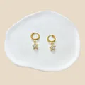 Goldene Edelstahl-Ohrringe mit glitzernden Zirkonia-Sternanhängern für Damen - Stern Stil (#2)