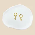 Goldene Creolen mit Blitzanhängern und funkelnden Zirkonia-Kristallen für Damen - Blitz Stil (#8)