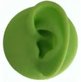 Green soft silicone human ear model with circular base for jewelry display or teaching - Left Ear Model / Green