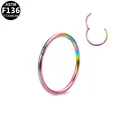 Anello piercing a segmento in titanio ASTM F136 arcobaleno per naso e orecchie - Multicolore