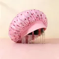 Gorro de dormir de satén rosa con estampado de cerezas y banda elástica ancha - Cereza rosa