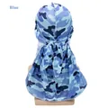 Silky blue camouflage durag featuring a long tail and classic streetwear elastic fit - Adjustable / Blue Camouflage