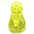 Yellow paisley durag for men made of silky satin fabric with long adjustable tail straps - Yellow