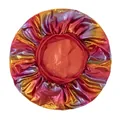 Kids elastic laser sleep bonnet with iridescent gradient metallic finish and wide band - One Size / Red