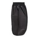 Long black satin sleeping cap with wide elastic band for curly hair protection - Black