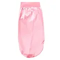 Pink satin long sleep bonnet with wide elastic band for curly hair protection - Pink