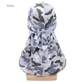 Grey camouflage silky durag for men with premium satin finish and long tail design - Adjustable / Gray Camouflage