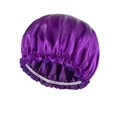Cuffia da notte in raso viola con fascia elastica per la cura dei capelli - Regolabile / Viola