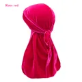 Rosaroter Samt Durag mit langem Schwanz für Hip-Hop-Style und Haarschutz - Einheitsgröße / Fuchsia