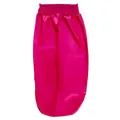 Hot pink long satin bonnet with wide elastic band for curly hair protection - Rose Red
