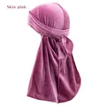 Elastisches hautfarbenes Samt-Durag für Herren mit langem Schwanz und weicher Textur - Einheitsgröße / Altrosa