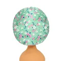 Floral print baby hair bonnet in light green satin fabric for sleeping protection - One Size / Green Floral
