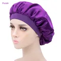 Cuffia da notte in raso viola setoso con fascia elastica per protezione dei capelli - Taglia unica / Viola