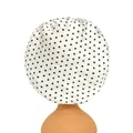 Elastic baby satin sleep cap featuring a classic black and white polka dot pattern design - One Size / White Polka Dot