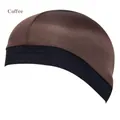 Cuffia Wave Cap in seta marrone caffè con ampia fascia elastica nera da uomo - Taglia unica / caffè