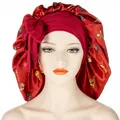 Rote Satin-Schlafmütze mit Schmetterlingsdruck und dekorativem Schleifendesign - Rot