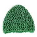 Close-up of grass green crochet mesh knit hat with detailed handmade openwork texture - Grass Green