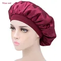 Bonnet de nuit élastique en satin bordeaux pour le soin des cheveux et le confort - Taille unique / Bordeaux