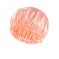 Pink satin hair bonnet for sleeping with elastic ruffle edge and silky texture - Adjustable / Dusky Pink