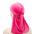 Rose red velvet durag with extra long tails for waves and headwear fashion - Adjustable / Rose Red
