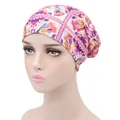 Bonnet turban rose à imprimé bohème avec motif ethnique floral pour femme - Totem Ethnique Rose (YH-9)