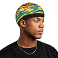 Berretto wave cap elastico a fascia larga con vivace stampa mimetica colorata stile street - Arcobaleno