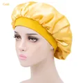 Bonnet de nuit élastique en satin doré pour la protection des cheveux et le sommeil - Taille unique / Or