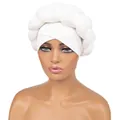 Turbante blanco de seda de leche con diseño trenzado y cruzado elegante para mujer - Ajustable / Blanco