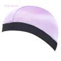 Durag in raso rosa viola per la cura dei capelli con fascia elastica nera per le onde - Taglia unica / Rosa Viola