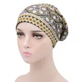 Turbans ethniques en coton à motif cachemire aux tons terre pour femmes et chimio - Mandala Vintage Terreux (YH-12)