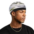 Durag para hombre con diseño de camuflaje y banda elástica ancha en blanco y gris - Gris
