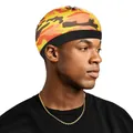 Gorro durag elástico de camuflaje en seda sintética naranja y marrón con banda ancha - Naranja