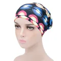 Foulard en coton élastique noir avec motifs d'éventails colorés et doublure douce - Éventail Coloré Noir (YH-16)