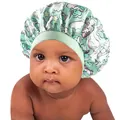 Gorro de satén verde claro para bebé con estampado de unicornios y banda elástica - Verde