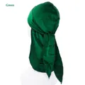 Detailed close-up of dark green velvet durag with long tail and fine stitching on a mannequin - One Size / Green