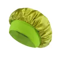 Grass green elastic wide-band satin sleep cap for hair care and beauty protection - One Size / Grass Green