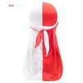 Silky red and white color-block durag with long ties and smooth satin texture - One Size / Red and White