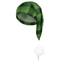Berretto da notte lungo a quadri verdi con morbido pompon bianco e nappine eleganti - Taglia unica / verde chiaro