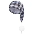 Cappello di Natale a scacchi blu e neri con grande pompon bianco e fibbia d'argento - Taglia unica / Grigio
