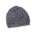 Dark grey hollow out crochet knit beanie cap with mesh breathable texture design - Gray