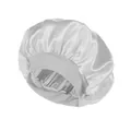 Satin sleep bonnet in silver white with wide elastic band for hair care protection - One Size / Silver
