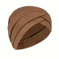 Dark brown pleated turban hat with a stylish criss-cross front design for women - One Size / Coffee