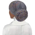 Turban élastique gris avec design chignon en spirale et strass orange et bleus - Gris