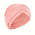 Soft pink cotton turban hat with a stylish criss-cross forehead design for women - One Size / Pink