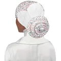 Turban élastique blanc avec strass colorés et design de chignon en spirale - Blanc