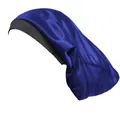 Herren Navy Satin Schlafhaube mit breitem schwarzem Gummiband für optimalen Haarschutz - Einheitsgröße / Königsblau