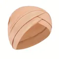 Damen Turban-Mütze mit gekreuzter Vorderseite in Pfirsich-Rosa aus weichem Stretchstoff - Einheitsgröße / Hellbeige