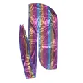Durag metallique holographique soyeux a longue queue pour hommes couvre-chef brillant - Violet